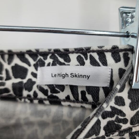 Frame Denim Black White Cheetah Print High Rise Skinny Fit Jeans NWT Size 25 - Picture 4 of 5